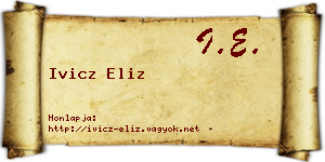 Ivicz Eliz névjegykártya
